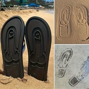 New 11.5-12 funny ball gag joke penis dick print flip flop vacation spring break